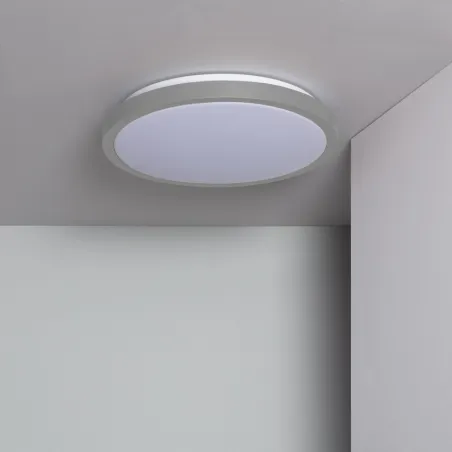 Applique plafonnier 19w led cct-métal rond 40cm-gris-jaune-rose