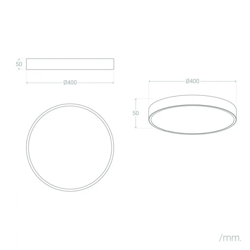 Applique plafonnier 24w led cct-métal rond vert-40cm