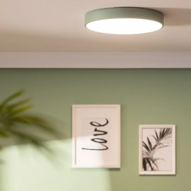 Applique plafonnier 24w led cct-métal rond vert-40cm