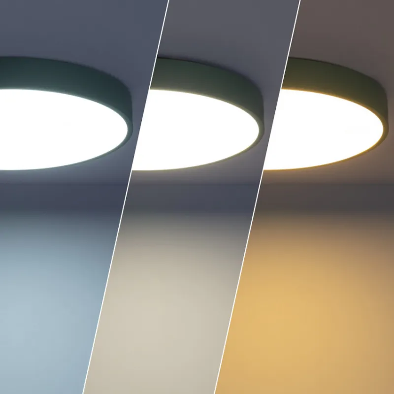 Applique plafonnier 24w led cct-métal rond vert-40cm