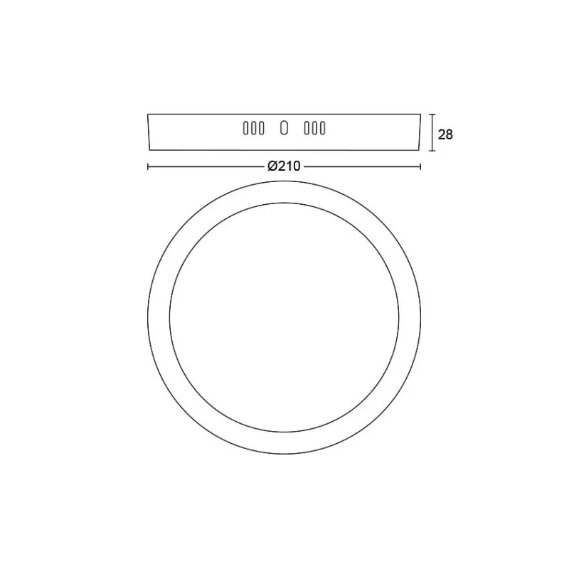 Applique plafonnier 12w led philips-métal rond noir-21cm