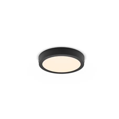 Applique plafonnier 12w led philips-métal rond noir-21cm