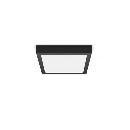 Applique plafonnier 12w led 2700k philips-métal carré noir-21cm