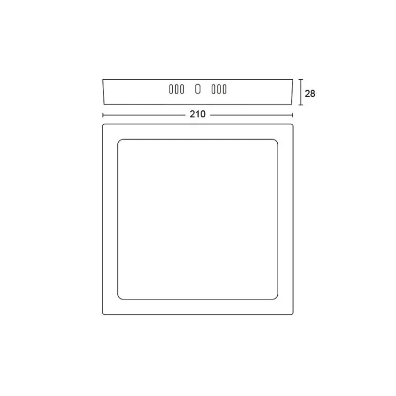 Applique plafonnier 12w led 2700k philips-métal carré noir-21cm