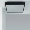 plafonnier applique hublot carre noir-40cm-ip54 double ampoule e27