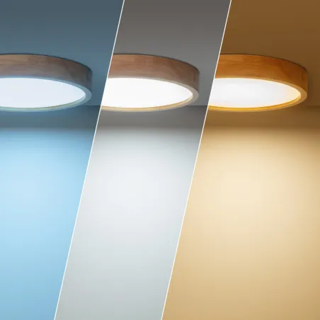Plafonnier led 20w cct-40cm-3000k-4000k-6000k bois