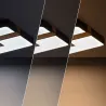 Plafonnier led 35w cct-carré 48cm-3000k-4000k-6000k métal noir et décor bois