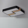 Plafonnier led 35w cct-carré 48cm-3000k-4000k-6000k métal noir et décor bois