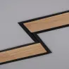 Plafonnier led 27w cct-rond 48cm-3000k-4000k-6000k métal noir et décor bois