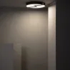 Plafonnier led 27w cct-rond 48cm-3000k-4000k-6000k métal noir et décor bois