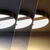 Plafonnier led 27w cct-rond 48cm-3000k-4000k-6000k métal noir et décor bois