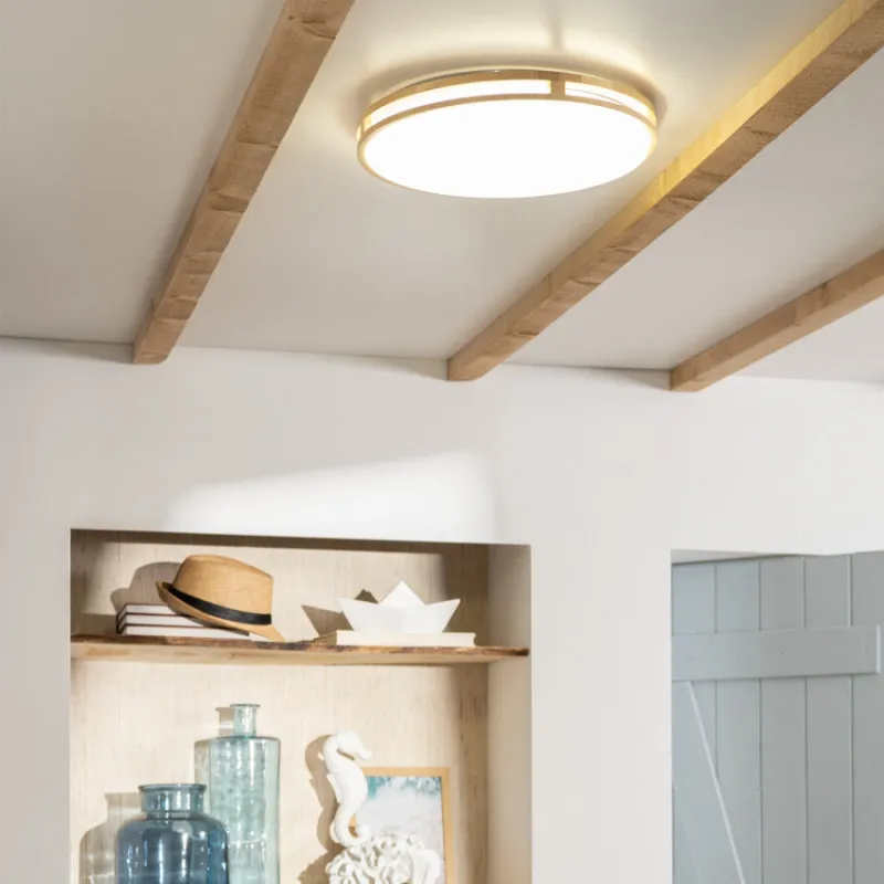 Plafonnier bois rond led 20w cct-40cm-3000k-4000k-6000k