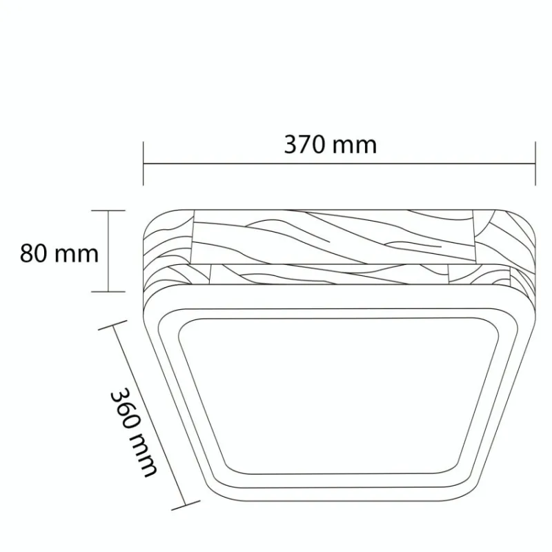 Plafonnier carré led 15w cct bois et métal noir-37cm-3000k-4000k-6000k