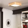 Plafonnier carré led 15w cct bois et métal noir-37cm-3000k-4000k-6000k