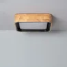 Plafonnier carré led 15w cct bois et métal noir-37cm-3000k-4000k-6000k