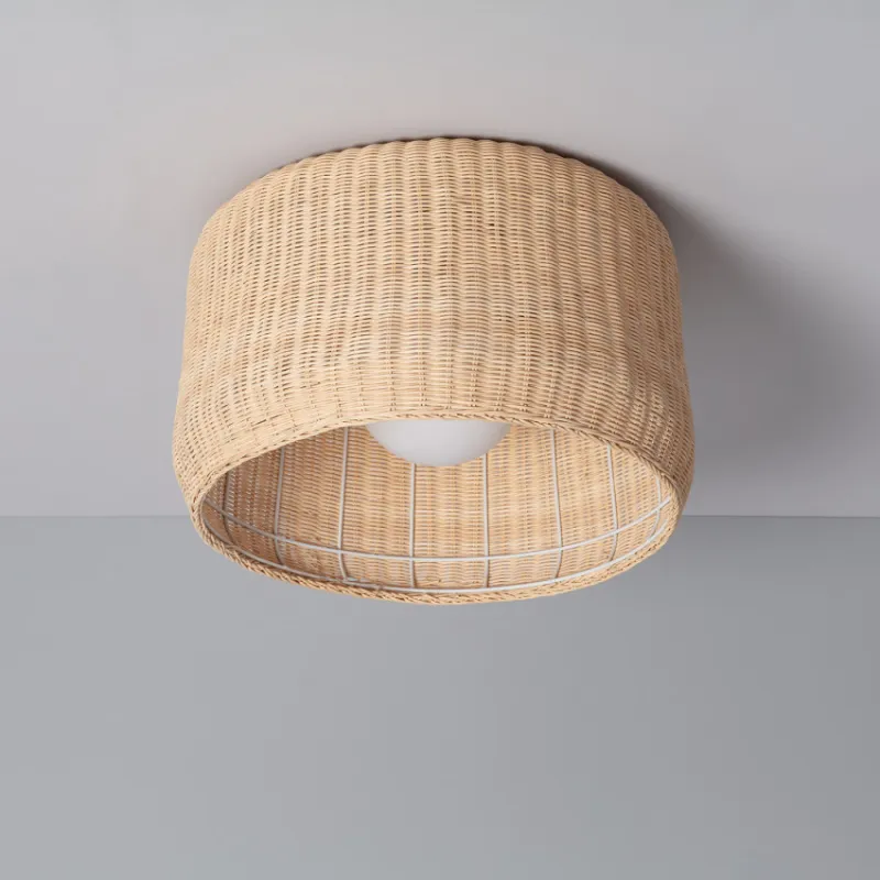 Plafonnier rond 44cm osier culot e27