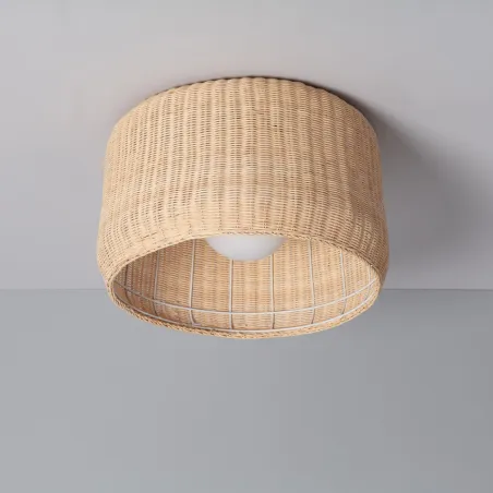 Plafonnier rond 44cm osier culot e27