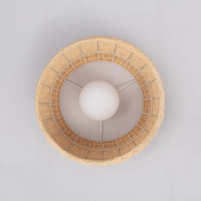Plafonnier rond 44cm osier culot e27