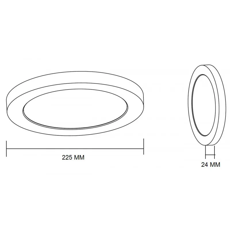Encastrable saillie 18w led cct-ip44 ultra plat 24mm rond blanc ou noir
