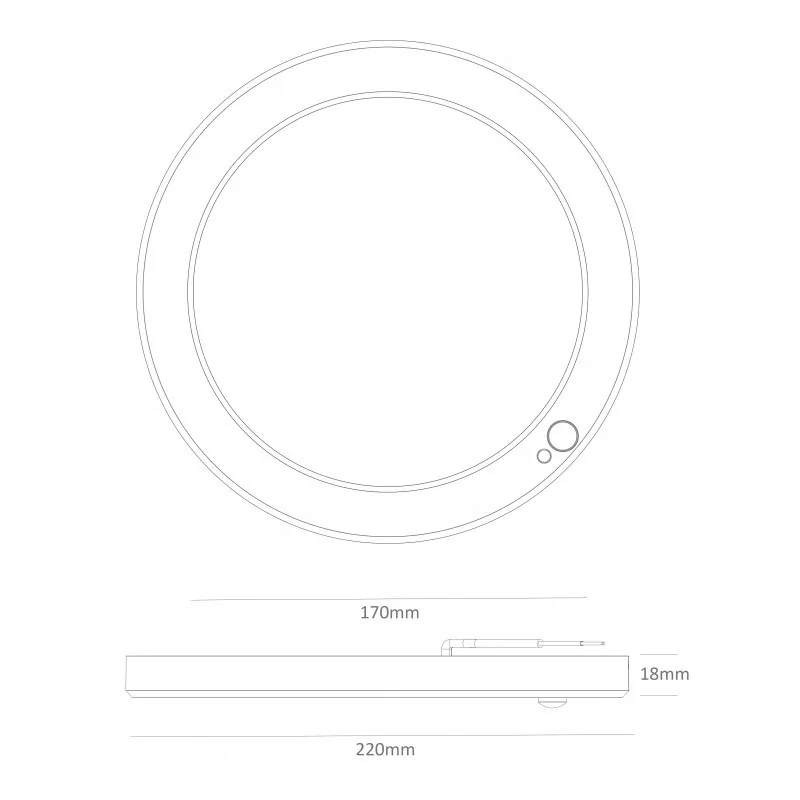 Encastrable saillie 18w led cct détecteur mouvement-ip44 ultra plat 24mm rond blanc ou noir