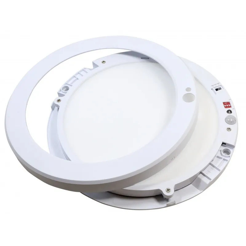 Encastrable saillie 18w led cct détecteur mouvement-ip44 ultra plat 24mm rond blanc ou noir
