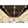 Projecteur led 20w noir-1800lm-rail 3 allumages boutiques commerces