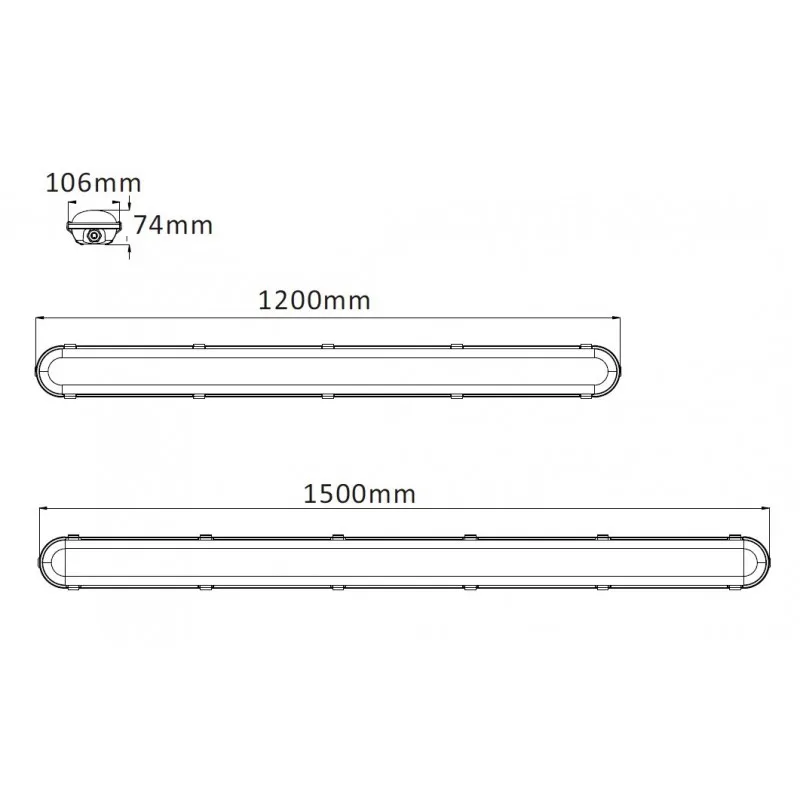 Réglette boitier led intégrées 120cm détecteur présence-42w-ip65-4850 lumens-4000k