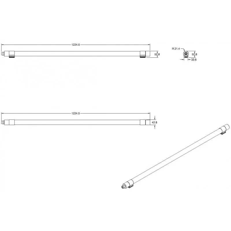 Réglette tubulaire led intégrées 150cm-32w-ip65-3870 lumens-4000k
