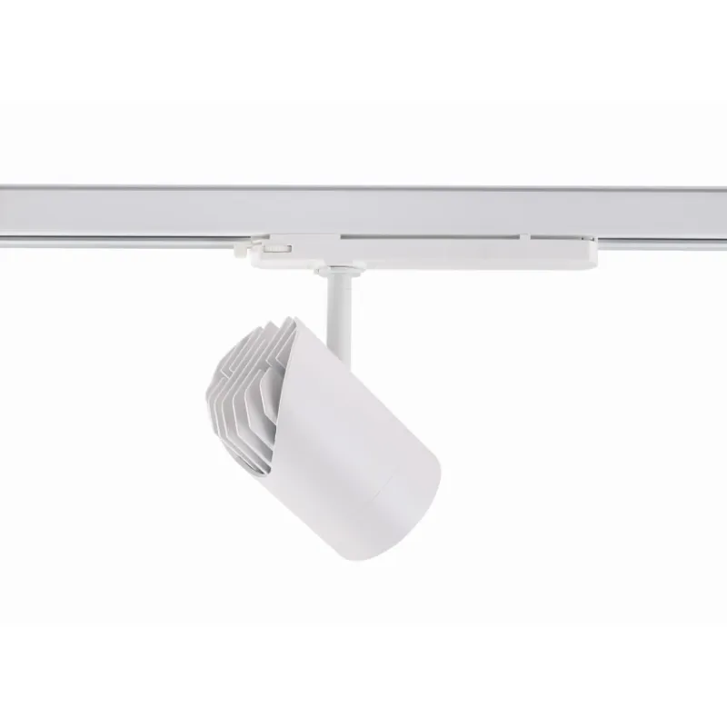 Projecteur led 30w blanc-40°-cri 90-2550lm-3000k-4000k-sur rail 3 allumages aluminium blanc boutiques commerces