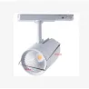Projecteur led 30w blanc-40°-cri 90-2550lm-3000k-4000k-sur rail 3 allumages aluminium blanc boutiques commerces