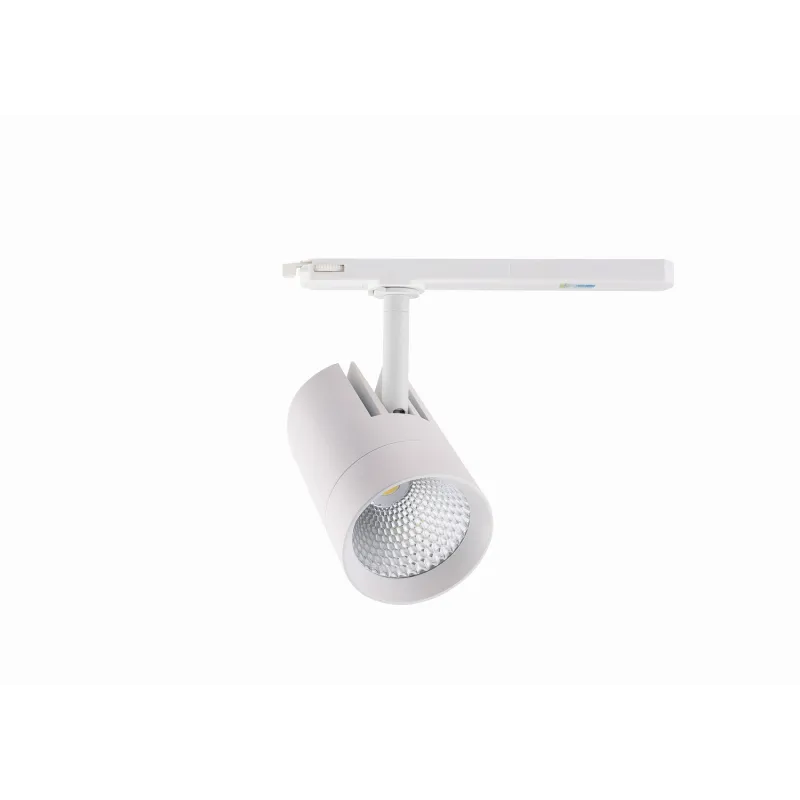 Projecteur led 30w blanc-40°-cri 90-2550lm-3000k-4000k-sur rail 3 allumages aluminium blanc boutiques commerces
