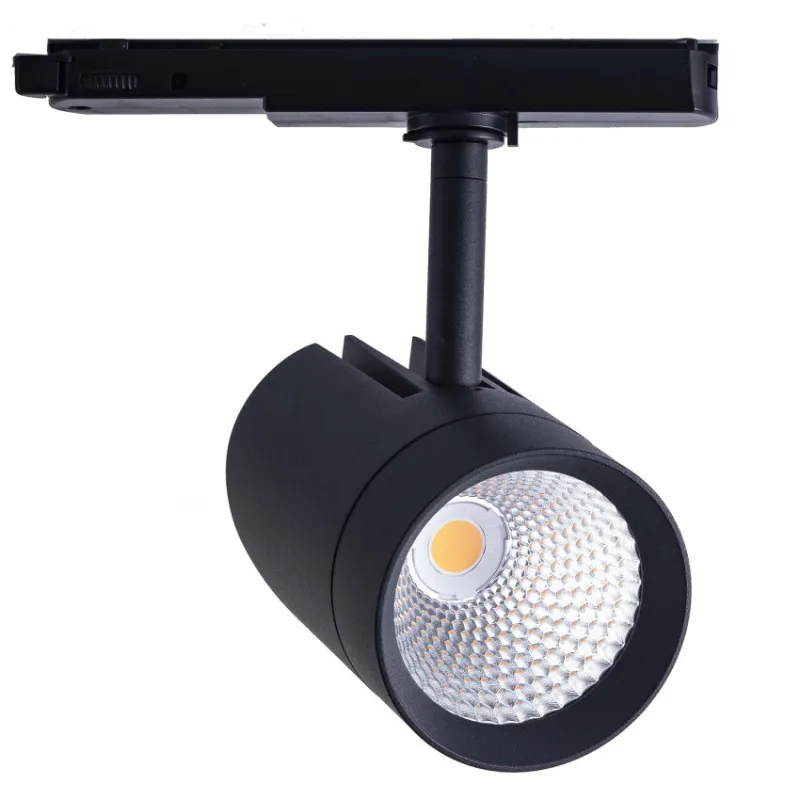 Projecteur led 30w noir-40°-cri 90-2550lm-3000k-4000k-sur rail 3 allumages aluminium blanc boutiques commerces