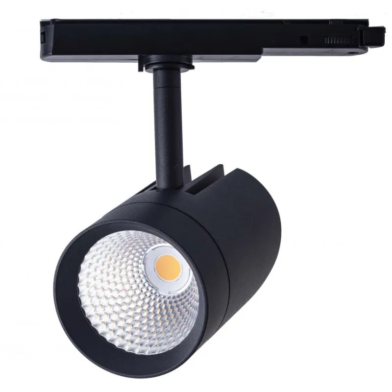 Projecteur led 30w noir-40°-cri 90-2550lm-3000k-4000k-sur rail 3 allumages aluminium blanc boutiques commerces