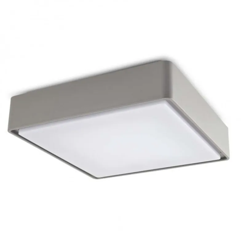 Plafonnier applique hublot carré gris-30cm-ip65 double ampoule e27