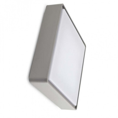 Plafonnier applique hublot carré gris-30cm-ip65 double ampoule e27