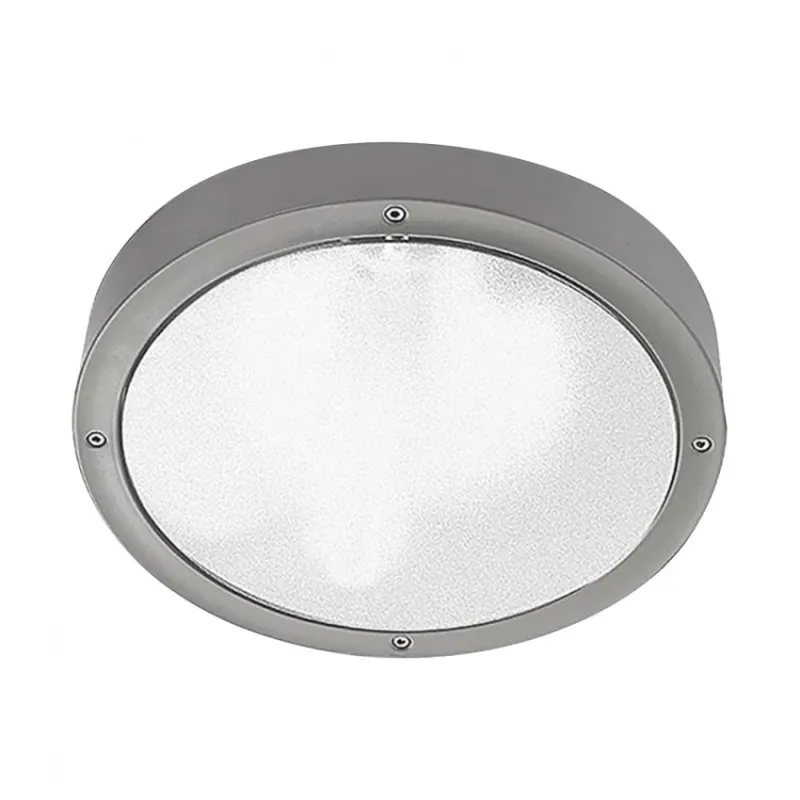 Plafonnier applique hublot rond gris-26cm-ip65 ampoule e27
