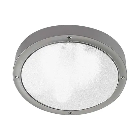 Plafonnier applique hublot rond gris-26cm-ip65 ampoule e27