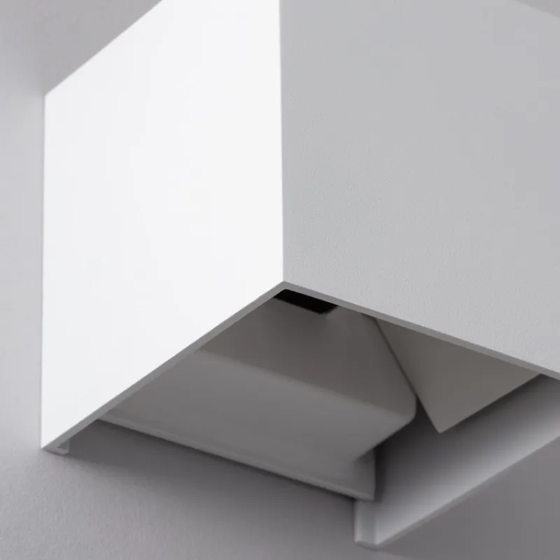 Applique extérieur led 6w-380 lumens 3000k cube blanc angle ajustable mural ip44