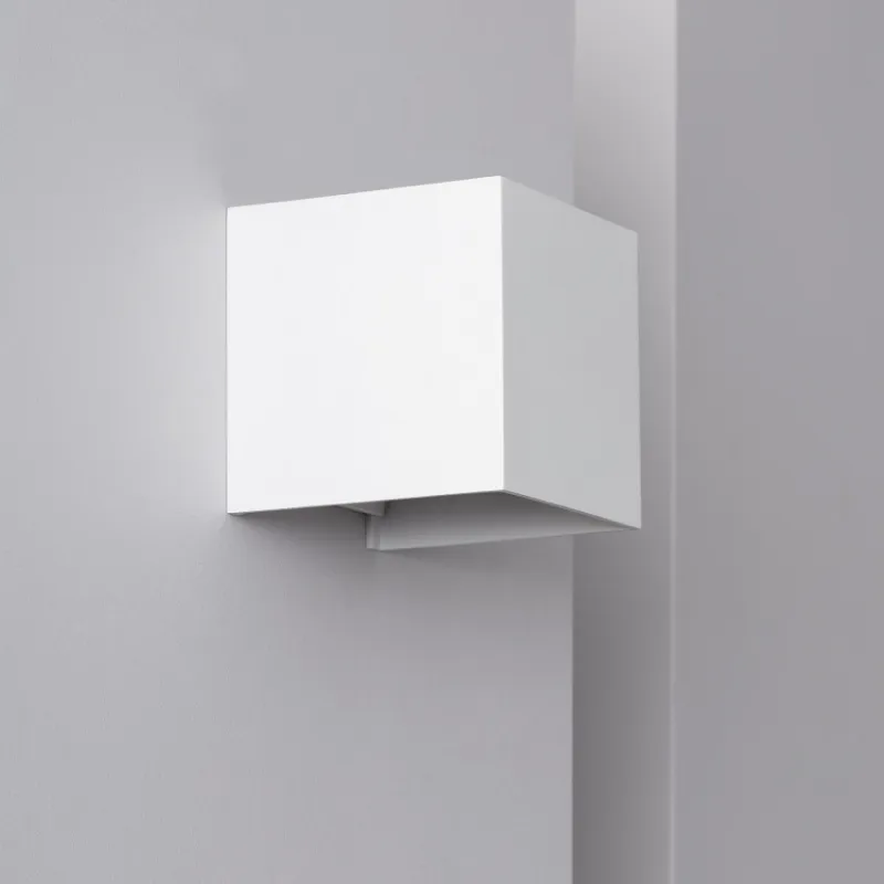 Applique extérieur led 6w-380 lumens 3000k cube blanc angle ajustable mural ip44