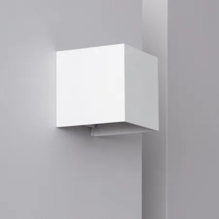 Applique extérieur led 6w-380 lumens 3000k cube blanc angle ajustable mural ip44