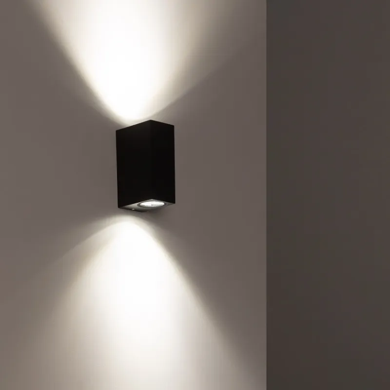 Applique murale noire double spot gu10 étanche ip54