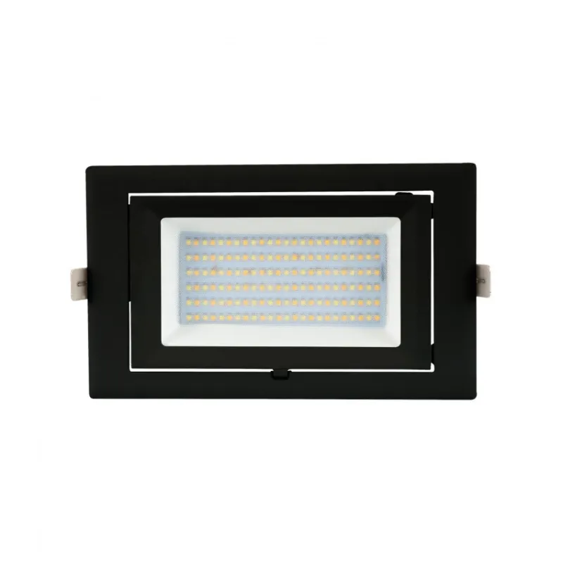 Encastrable 60w led orientable rectangulaire noir type halogène iodure 240x145mm-7800 lumens-500w