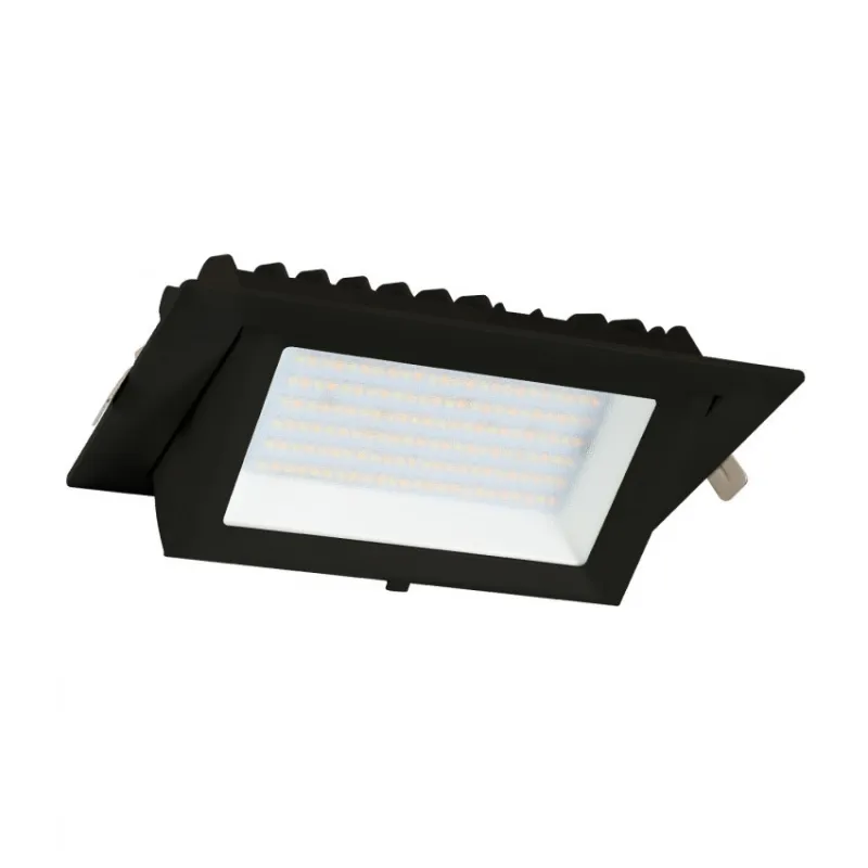 Encastrable 60w led orientable rectangulaire noir type halogène iodure 240x145mm-7800 lumens-500w