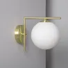 Applique murale boule blanche culot e14 métal doré