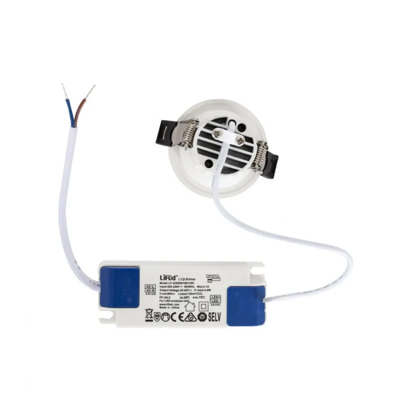 Encastrable rond 5w led blanc 55mm-350 lumens