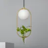 Suspension luminaire suspendu acier doré boule vase culot e27