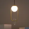Suspension luminaire suspendu acier doré boule vase culot e27