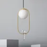 Suspension luminaire suspendu acier doré boule vase culot e27