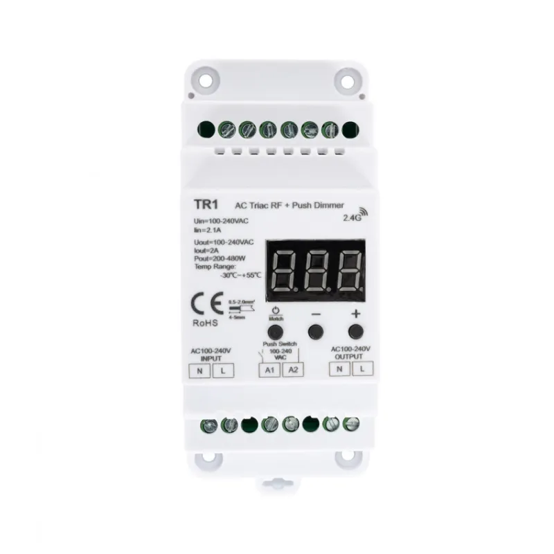 Module interrupteur rf bouton poussoir variateur triac tableau rail din