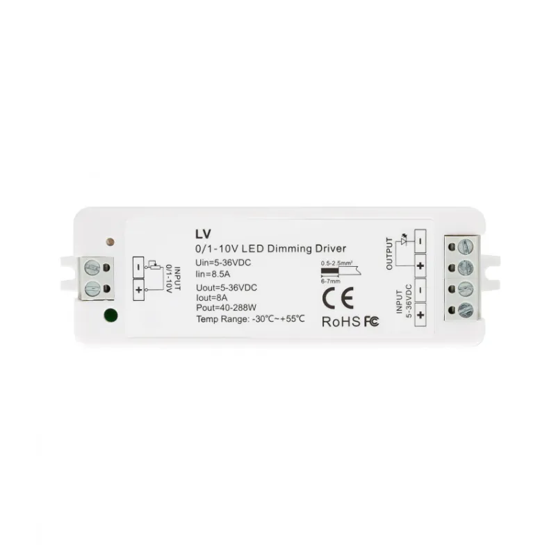 Contrôleur variateur 1-10v Ruban LED Monochrome 5v-36V compatible Télécommande RF et Bouton Poussoir